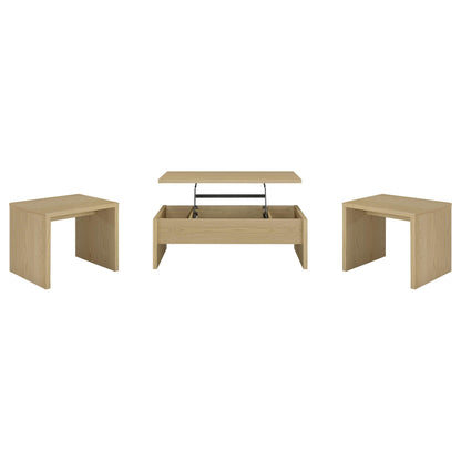 Canoga 3-piece Lift Top Cocktail Coffee Table Set Light Oak
