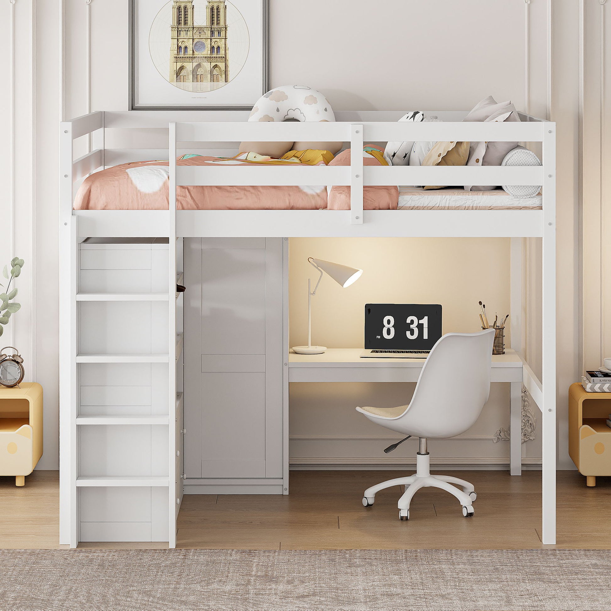 Loft Bed With Built In Wardrobe, Desk, Shelves And Drawers - The Sleep Loft - Online Mattress Showroom NYC