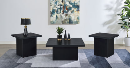 Devar 3-piece Square Cocktail Coffee End Table Set Black