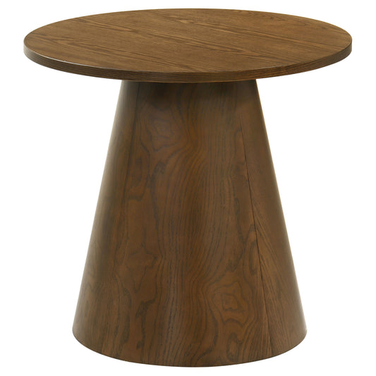 Franklin Round Wood Pedestal Side End Table Dark Brown - The Sleep Loft - Online Mattress Showroom NYC
