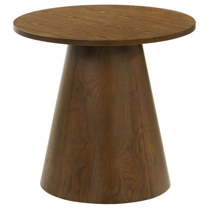 Franklin 2-piece Round Pedestal Coffee Table Set Dark Brown