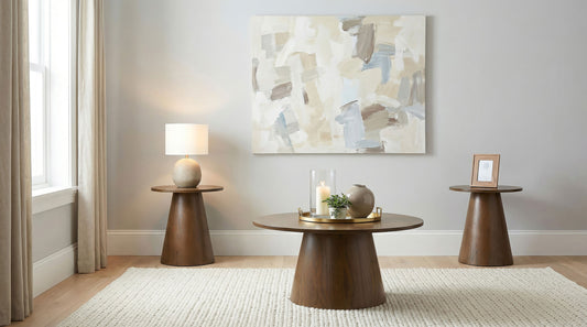 Franklin 3-piece Round Pedestal Coffee Table Set Dark Brown - The Sleep Loft - Online Mattress Showroom NYC