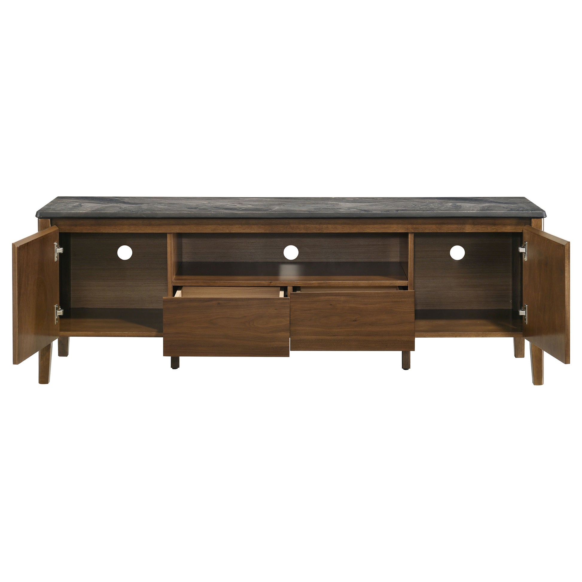 Bradley 63-inch 2-Door SmartTop TV Stand Smokey Grey and Brown