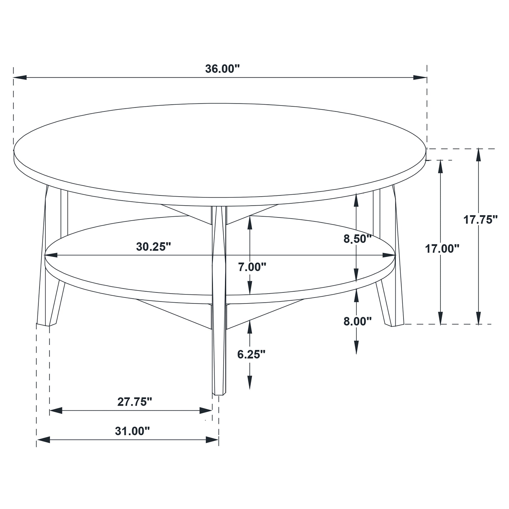 Bradley Round SmartTop Cocktail Coffee Table Smokey Grey and Brown