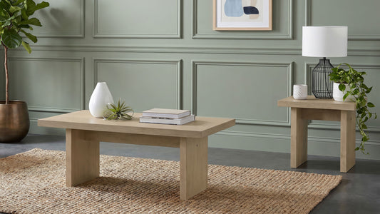 Decker 2-piece Coffee and End Table Set Natural Oak - The Sleep Loft - Online Mattress Showroom NYC