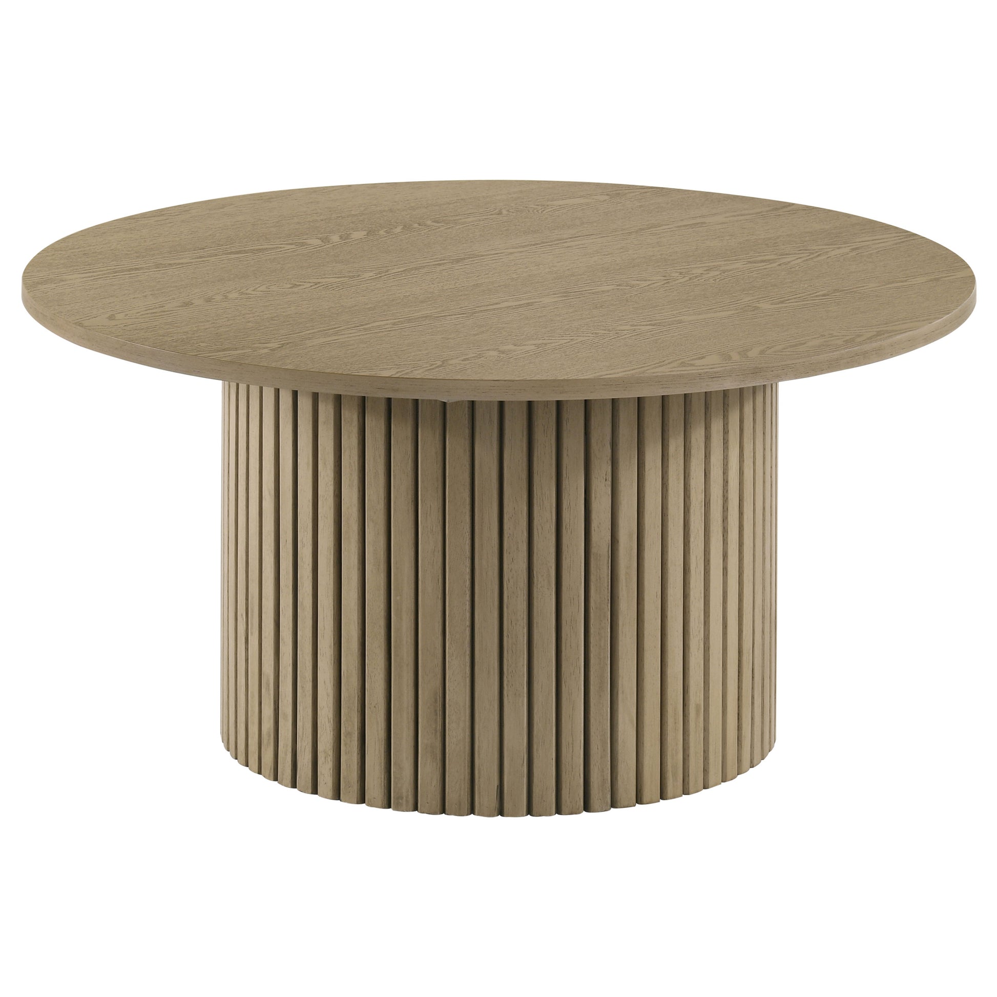 Hamlyn Round Fluted Occasional Cocktail Coffee Table Natural Oak