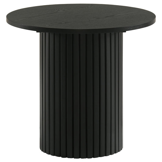 Hamlyn Round Fluted Occasional Side End Table Black - The Sleep Loft - Online Mattress Showroom NYC