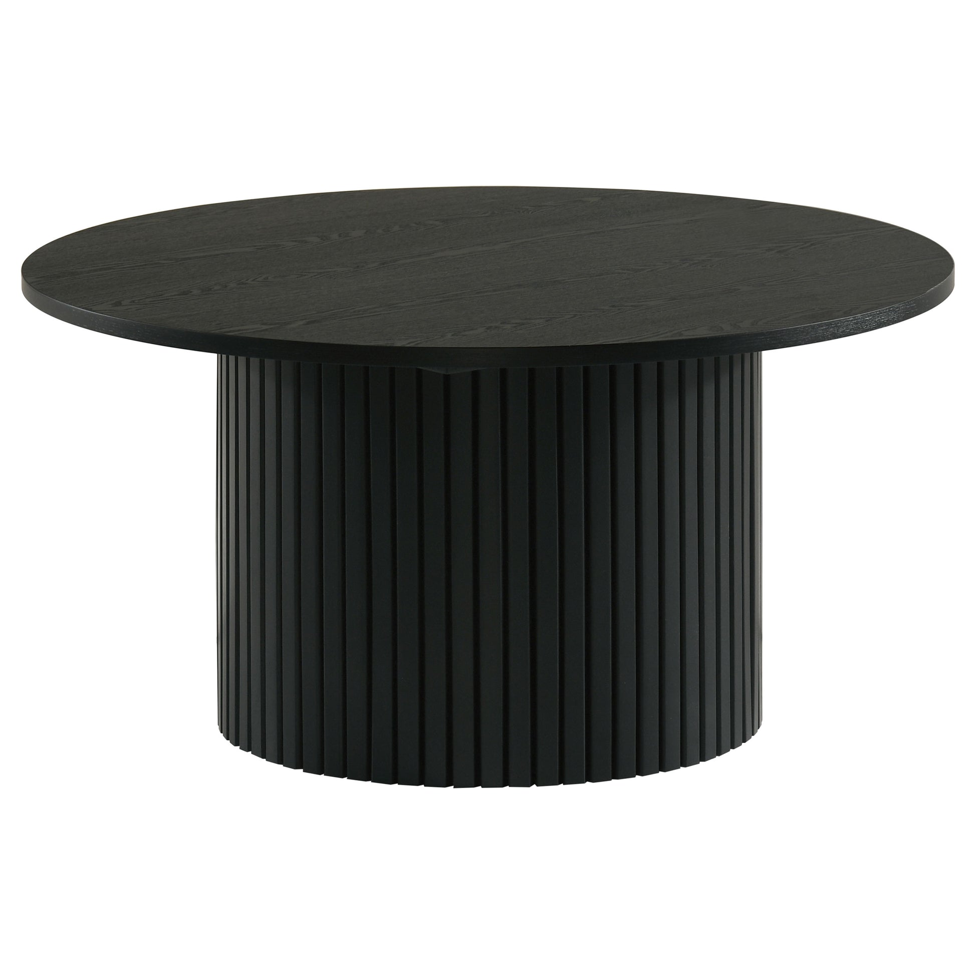 Hamlyn 2-piece Round Fluted Coffee and End Table Set Black