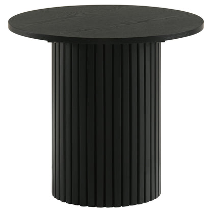 Hamlyn 3-piece Round Fluted Coffee and End Table Set Black