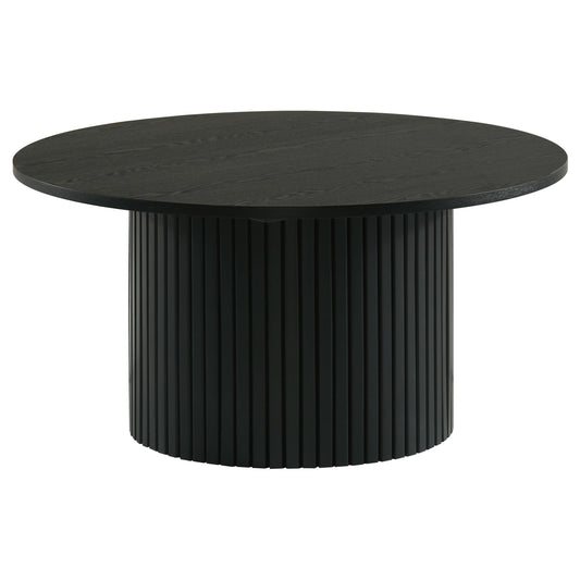 Hamlyn Round Fluted Occasional Cocktail Coffee Table Black - The Sleep Loft - Online Mattress Showroom NYC