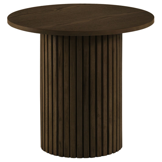 Hamlyn Round Fluted Occasional Side End Table Walnut - The Sleep Loft - Online Mattress Showroom NYC