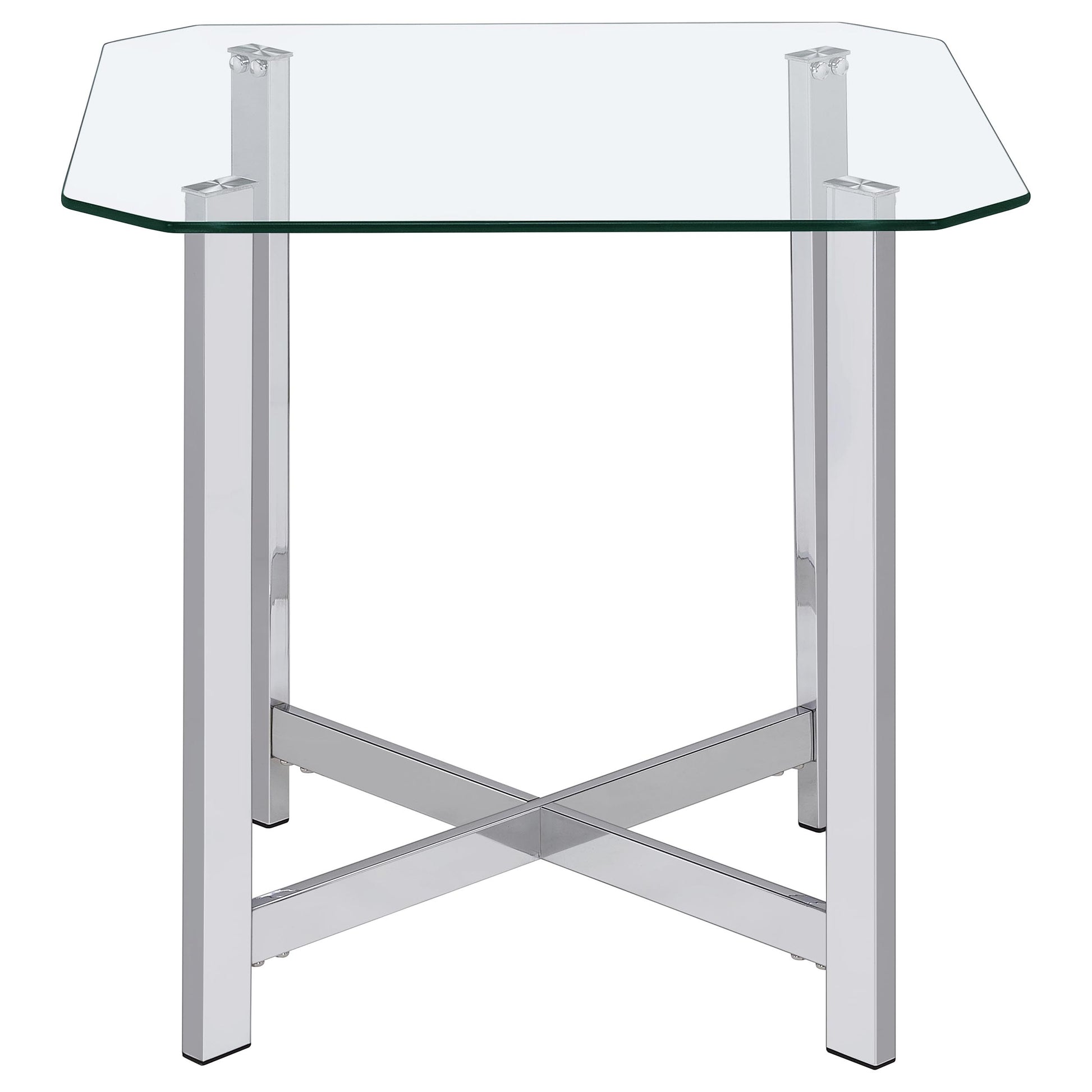 Cronin Square Tempered Glass Top Side End Table Chrome