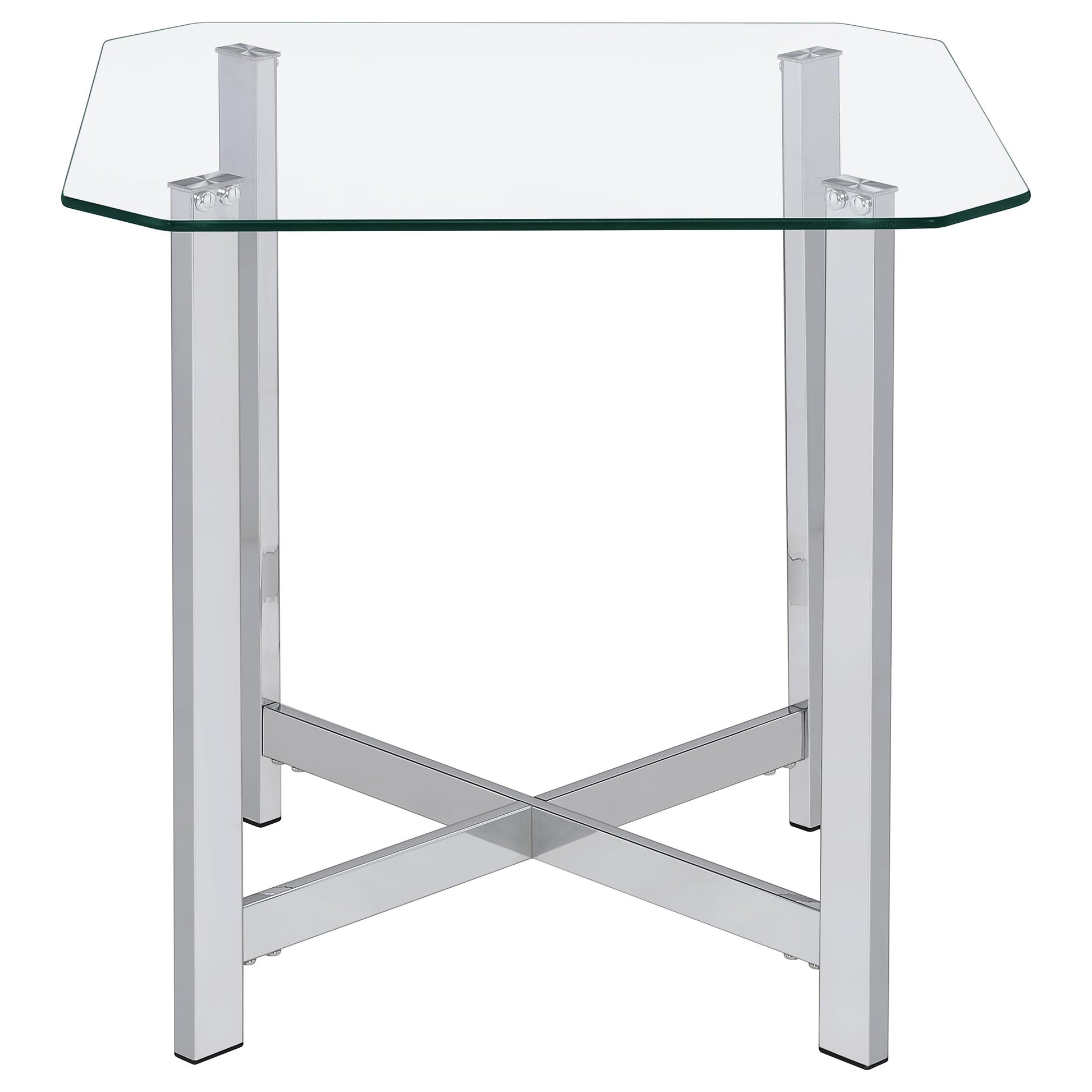 Cronin 2-piece Tempered Glass Top Coffee Table Set Chrome