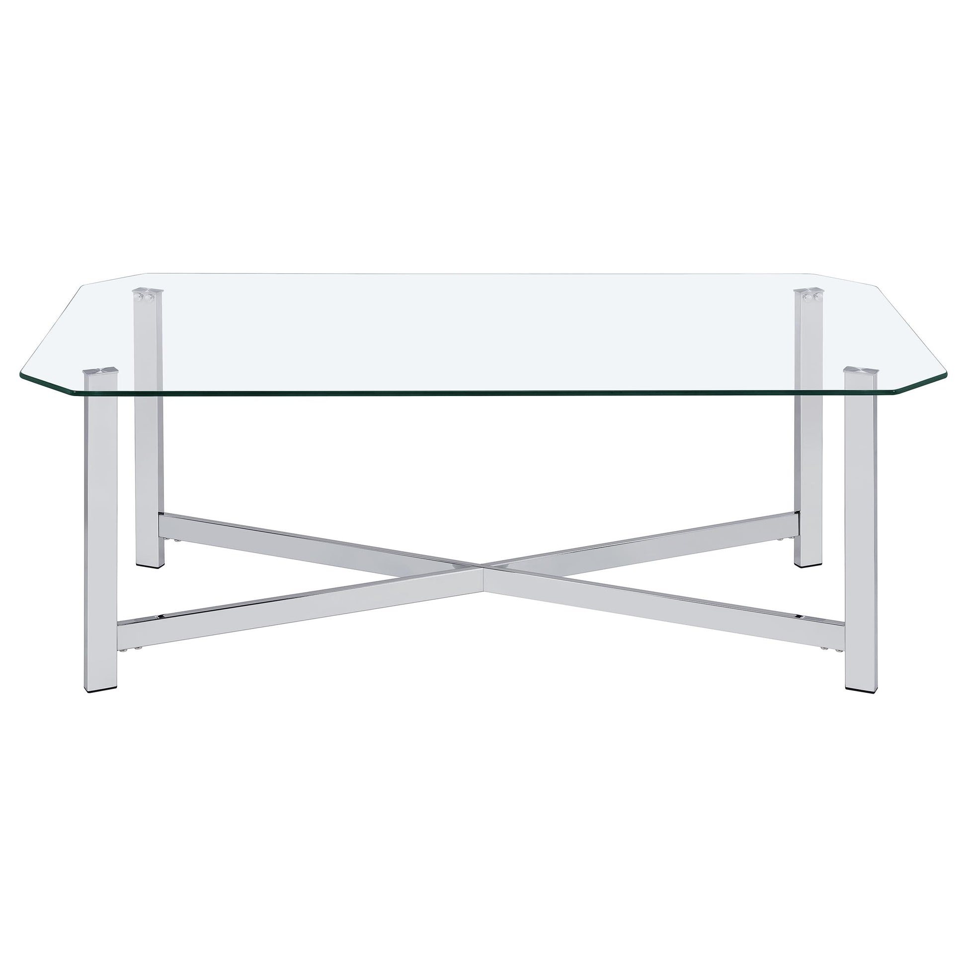 Cronin 3-piece Tempered Glass Top Coffee Table Set Chrome