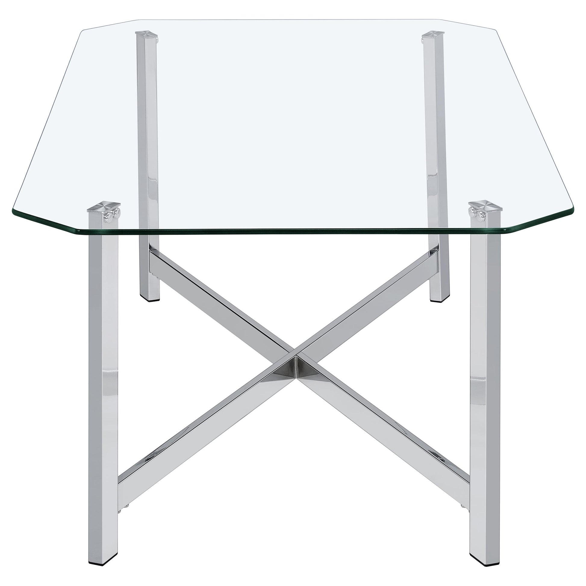 Cronin Rectangular Tempered Glass Top Cocktail Coffee Table Chrome