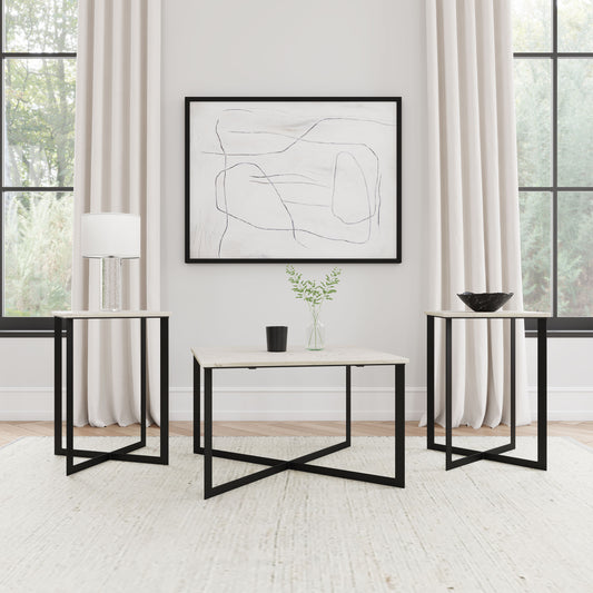 Tobin 3-piece Marble Top Coffee and End Table Set White - The Sleep Loft - Online Mattress Showroom NYC