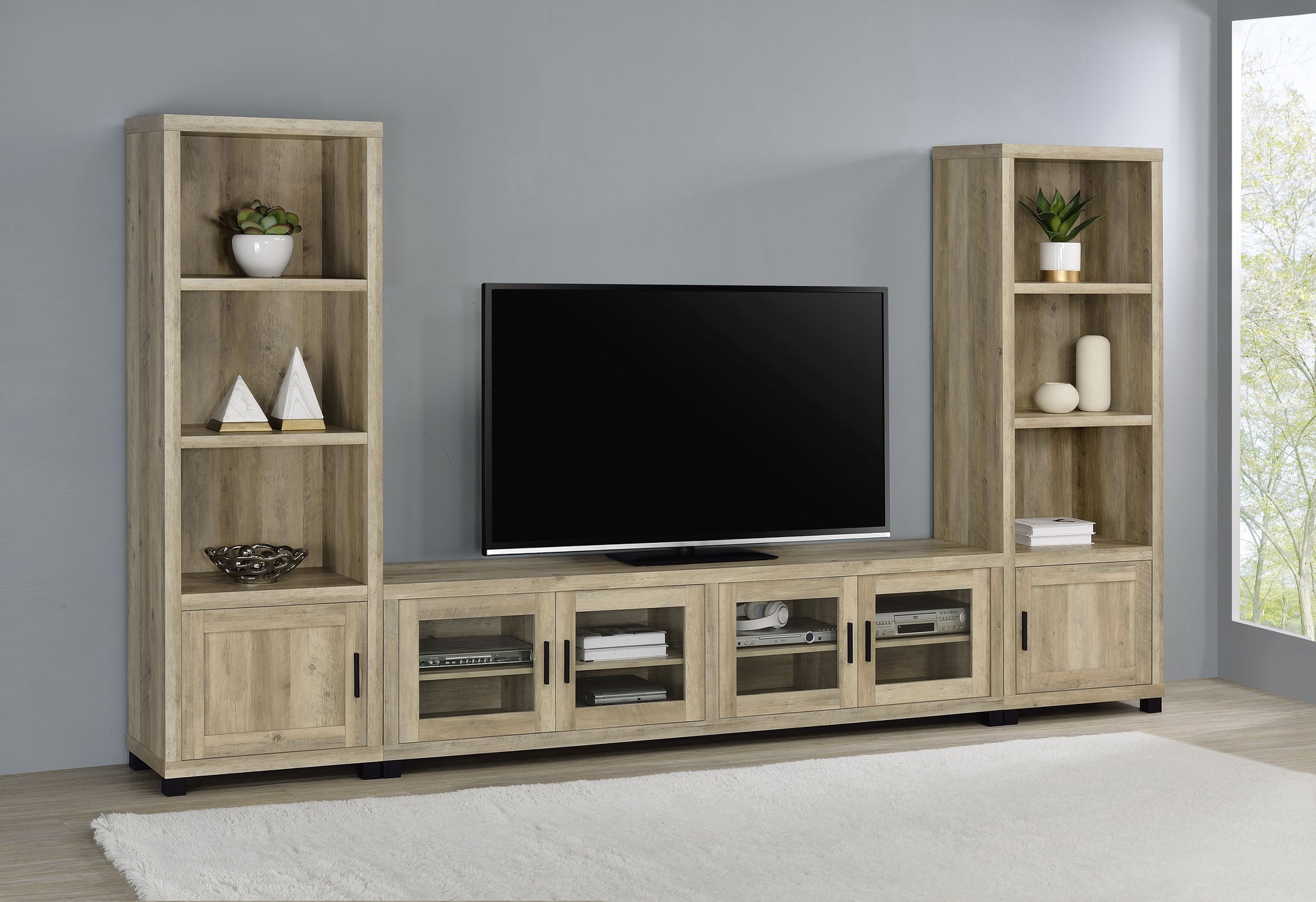Sachin 3-shelf Engineered Wood Media Tower Distressed Pine