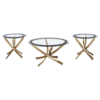 Brooke 3-piece Round Coffee and End Table Set Rose Brass