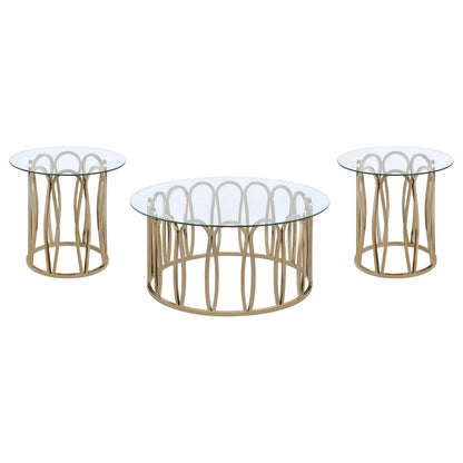 Monett 3-piece Coffee and End Table Set Chocolate Chrome
