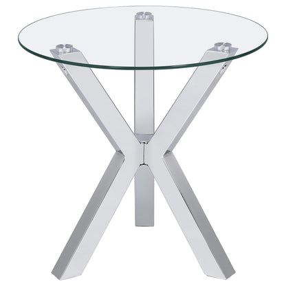 Kenzie 2-piece Round Coffee and End Table Set Chrome