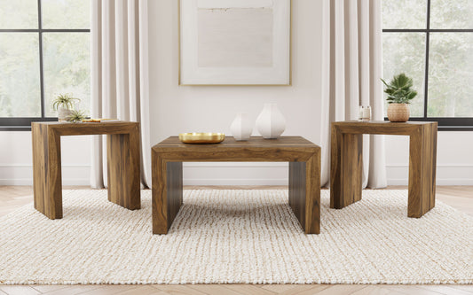 Odilia 3-piece Solid Wood Coffee and End Table Set Auburn - The Sleep Loft - Online Mattress Showroom NYC