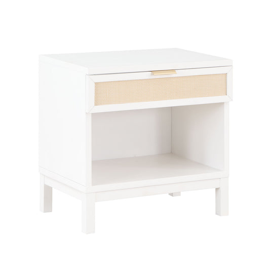 Blake - Cane 1 Drawer Nightstand With Cane Front - White - The Sleep Loft - Online Mattress Showroom NYC