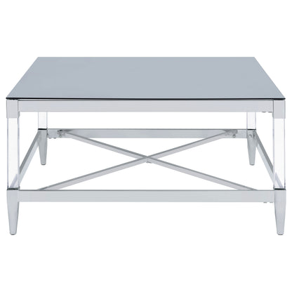 Lindley Square Tempered Mirror Acrylic Coffee Table Chrome