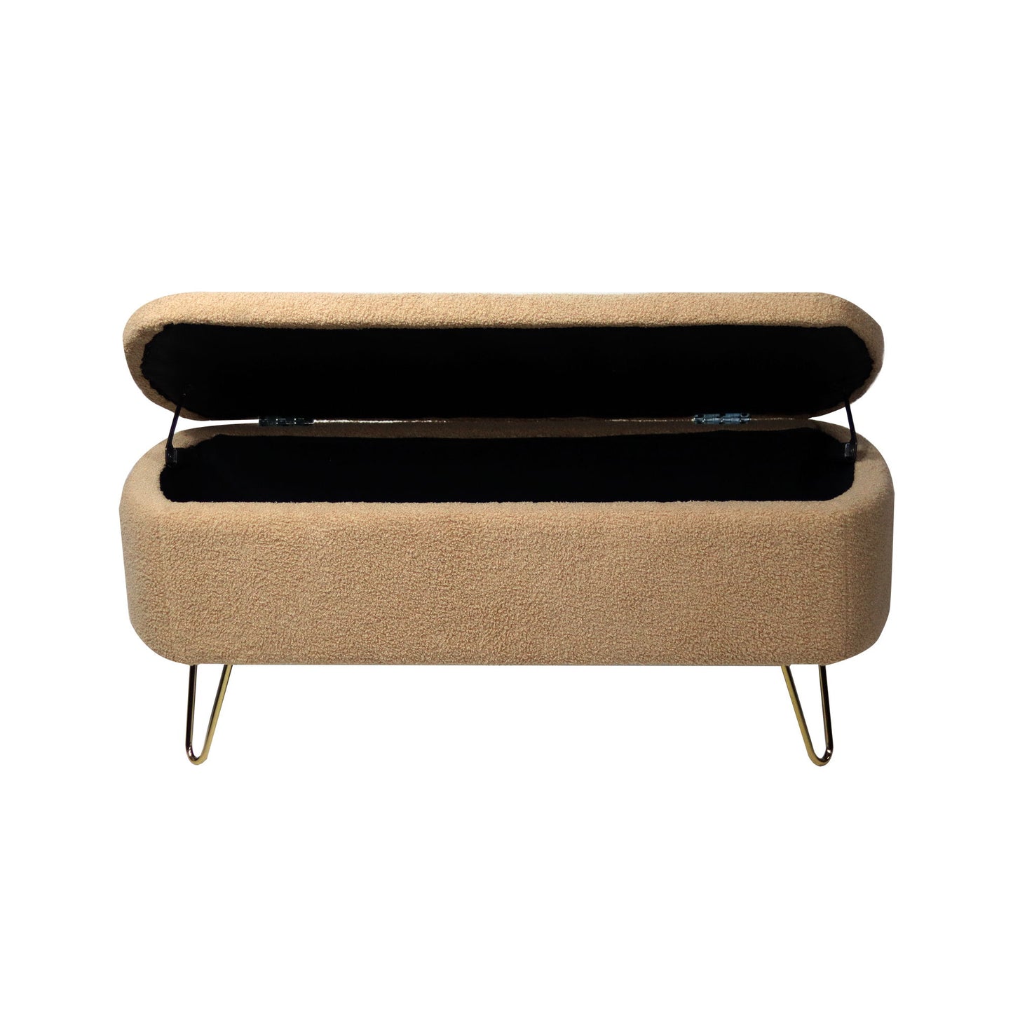 Storage Ottoman Bench For End Of Bed Legs, Modern Camel Faux Fur Entryway Bench Upholstered Padded With Storage For Living Room Bedroom - The Sleep Loft - Online Mattress Showroom NYC