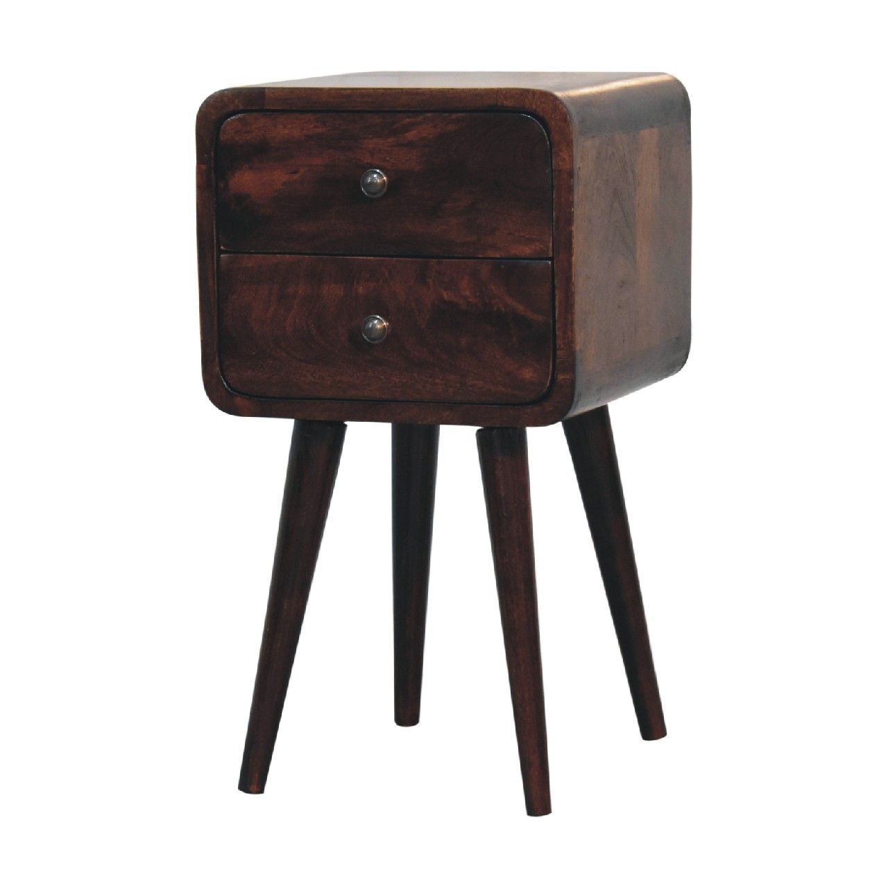 Mini Curved Nightstand - Walnut - The Sleep Loft - Online Mattress Showroom NYC