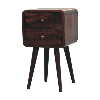 Mini Curved Nightstand - Walnut - The Sleep Loft - Online Mattress Showroom NYC