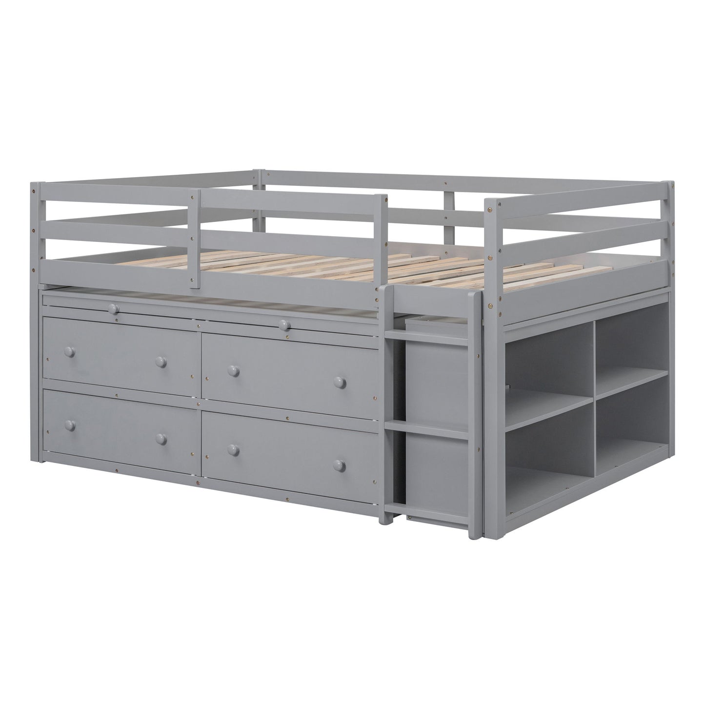 Loft Bed With Retractable Writing Desk And 4 Drawers, With Lateral Portable Desk And Shelves - The Sleep Loft - Online Mattress Showroom NYC