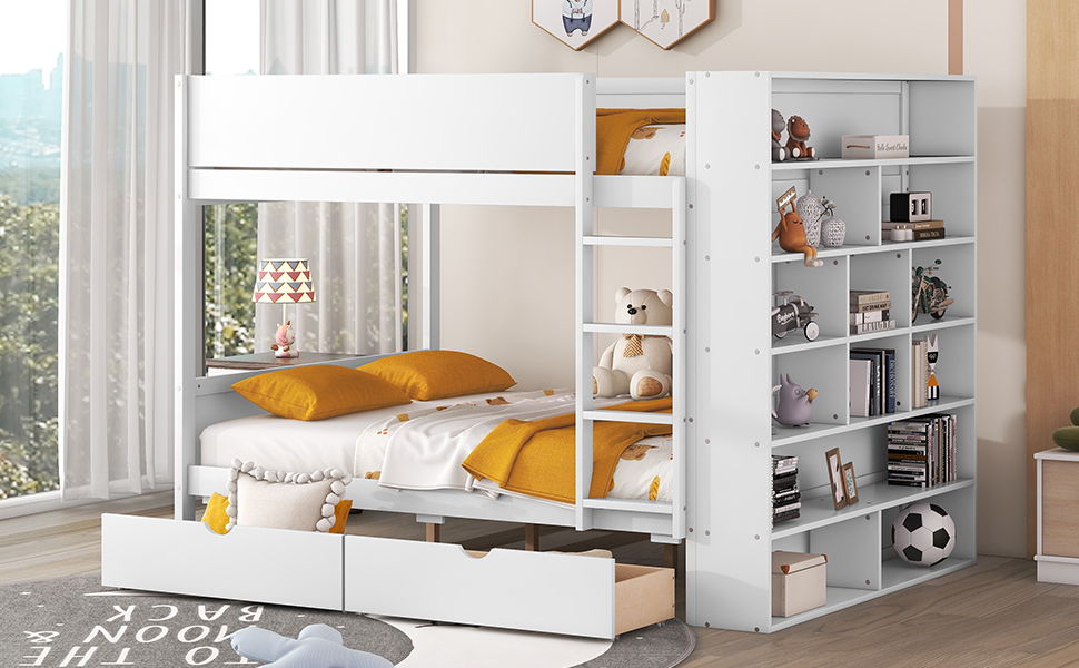 Bunk Bed With 2 Drawers And Multi Layer Cabinet - The Sleep Loft - Online Mattress Showroom NYC