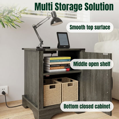 Farmhouse Nightstand, Charging Station & Storage