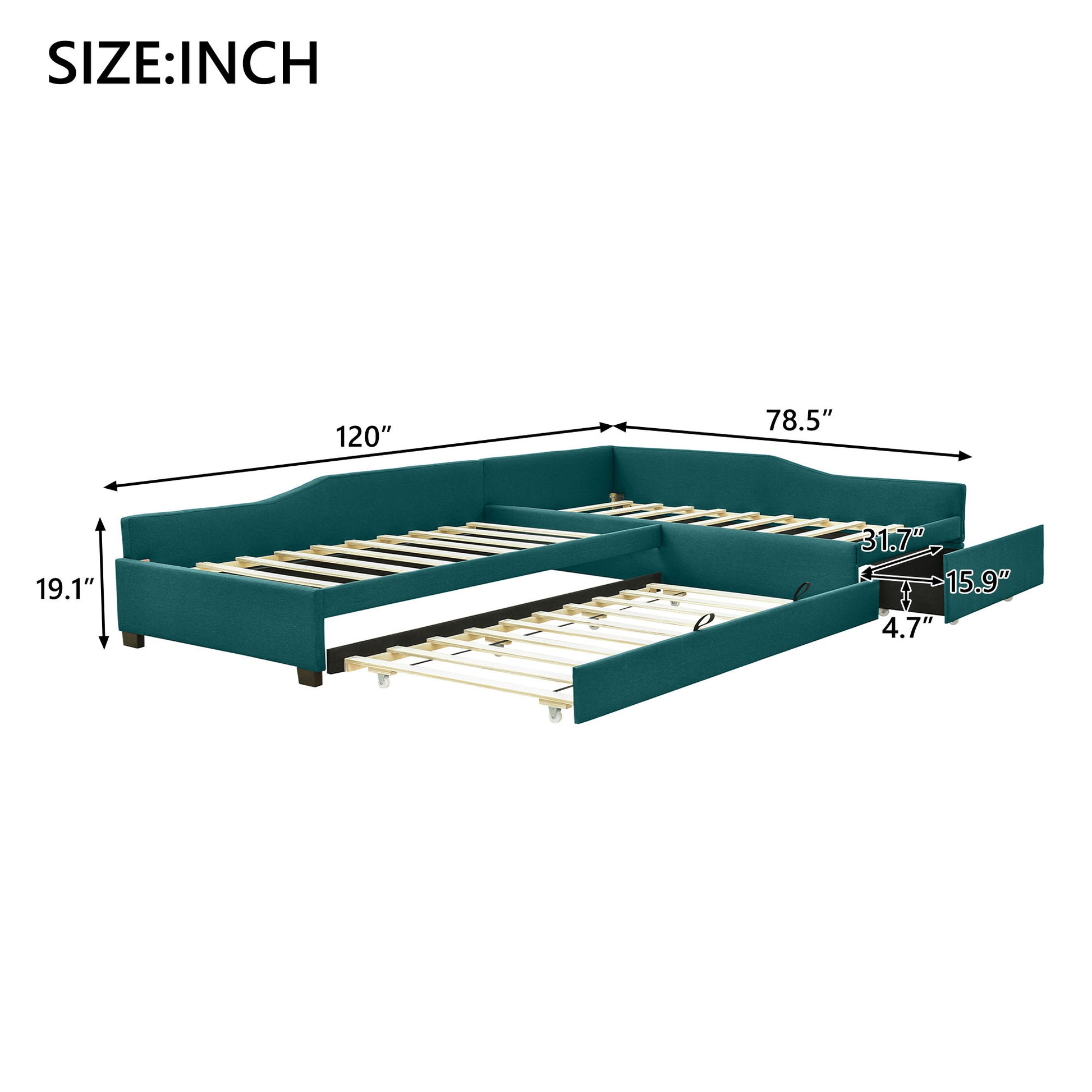 Upholstered Double Daybed With Trundle And Drawer - The Sleep Loft - Online Mattress Showroom NYC