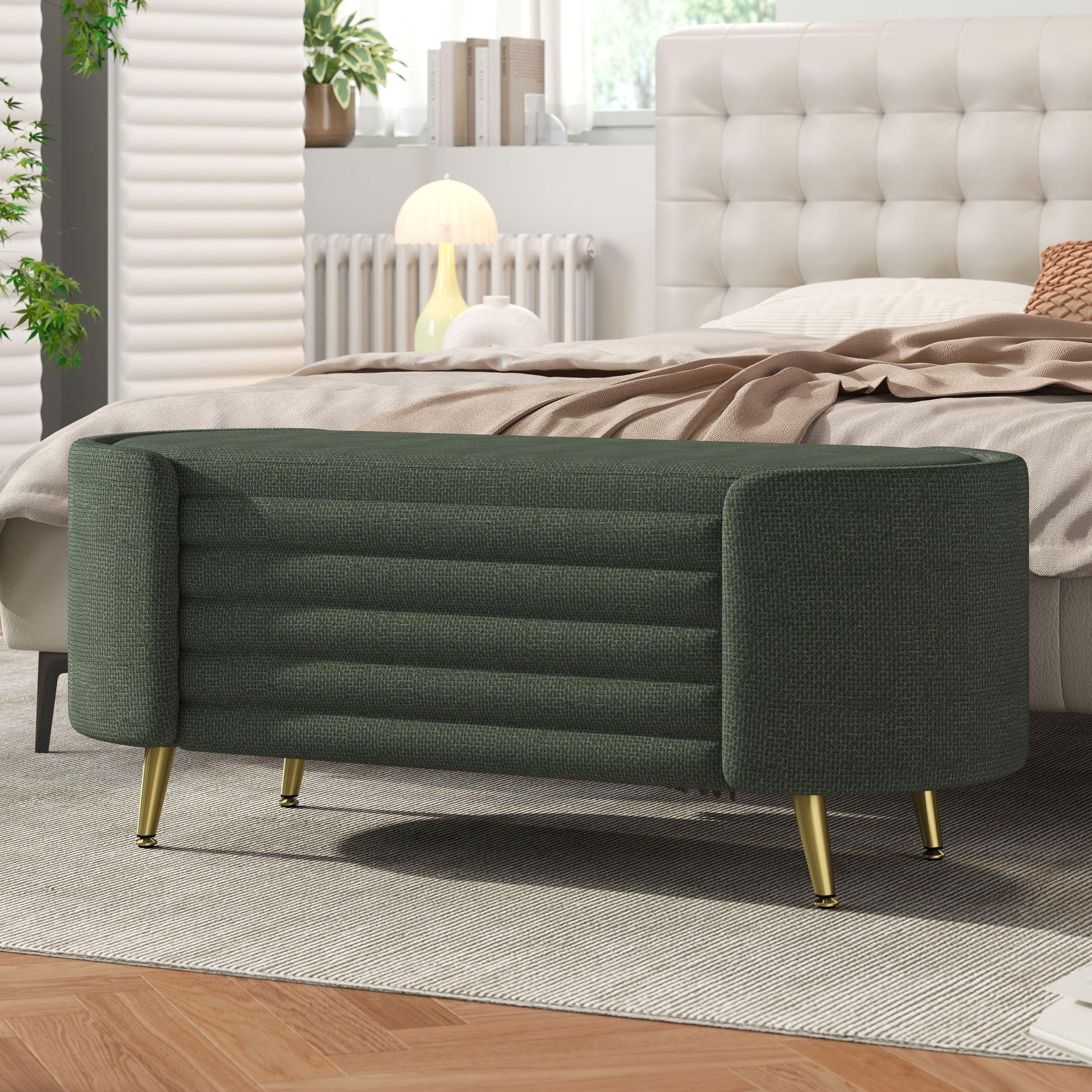 Modern Oval Storage Ottoman With Upholstery - The Sleep Loft - Online Mattress Showroom NYC