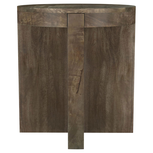 Kinkaid Round Solid Mango Wood End Table Brown - The Sleep Loft - Online Mattress Showroom NYC