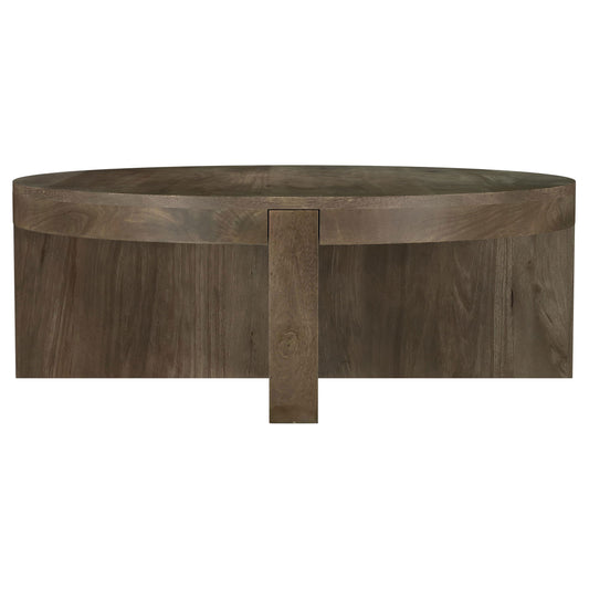 Kinkaid Round Solid Mango Wood Coffee Table Brown - The Sleep Loft - Online Mattress Showroom NYC