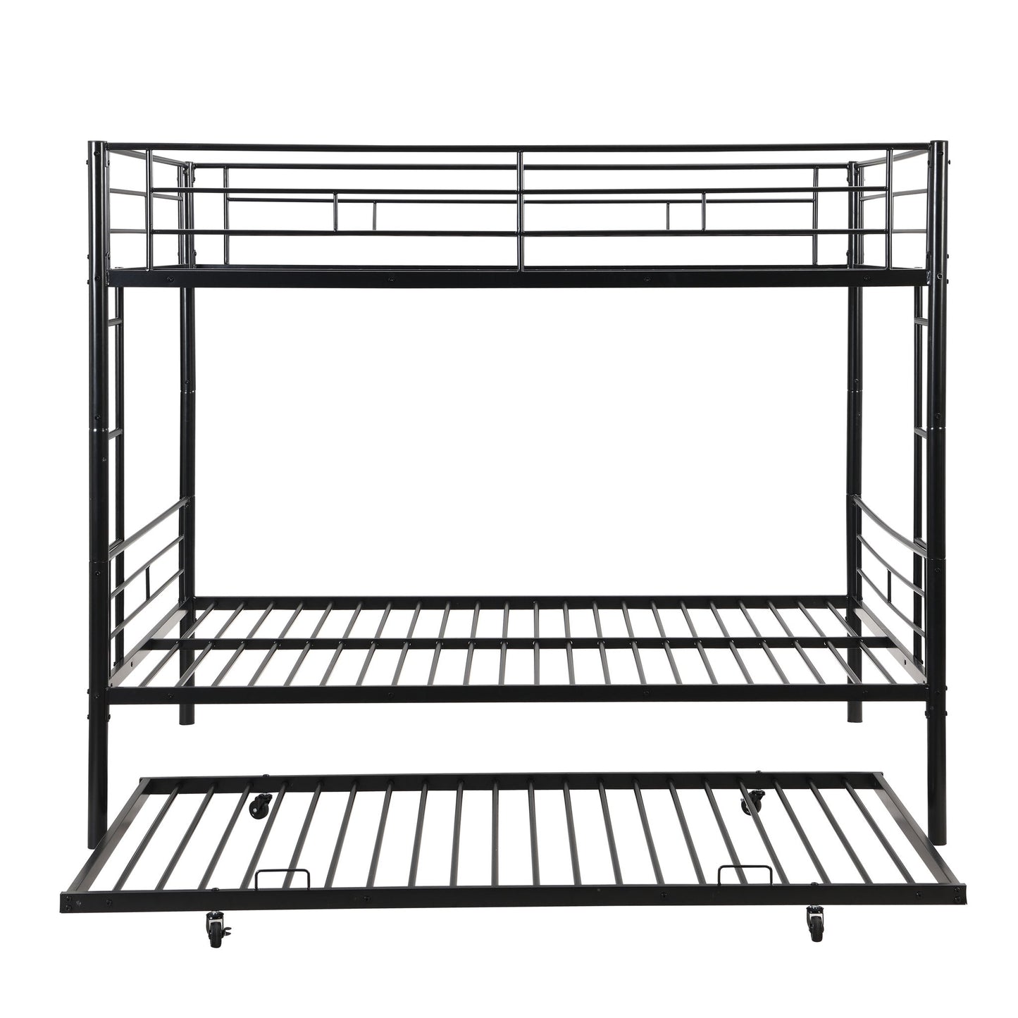 Full Over Full Modern Metal Bunk Bed With Trundle - Black - The Sleep Loft - Online Mattress Showroom NYC