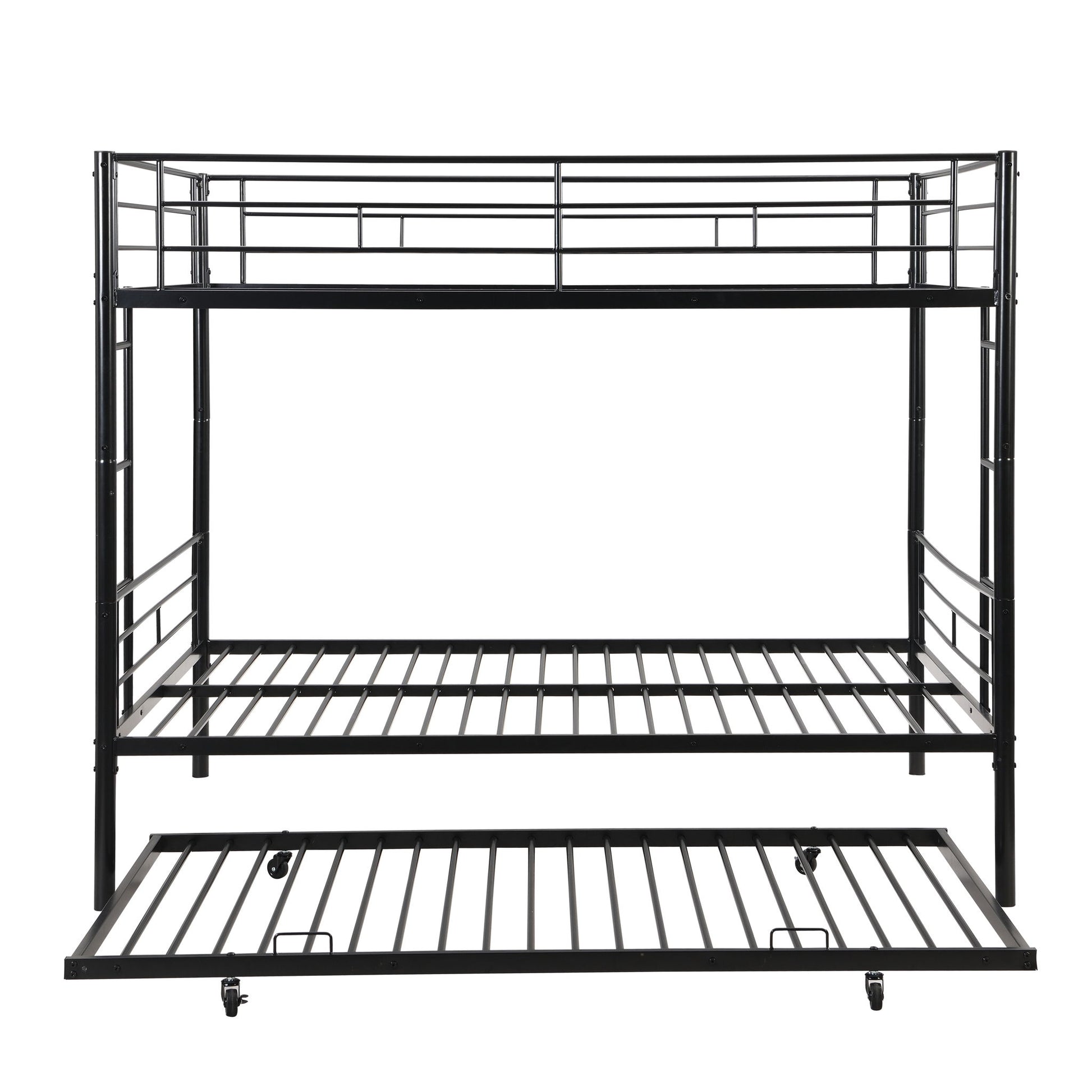 Full Over Full Modern Metal Bunk Bed With Trundle - Black - The Sleep Loft - Online Mattress Showroom NYC