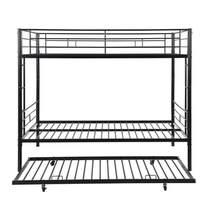 Full Over Full Modern Metal Bunk Bed With Trundle - Black - The Sleep Loft - Online Mattress Showroom NYC