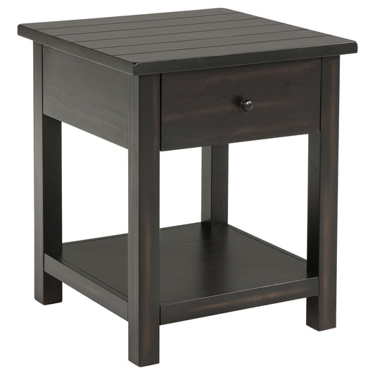 Payne 1-drawer Wood End Table with Shelf Distressed Java - The Sleep Loft - Online Mattress Showroom NYC