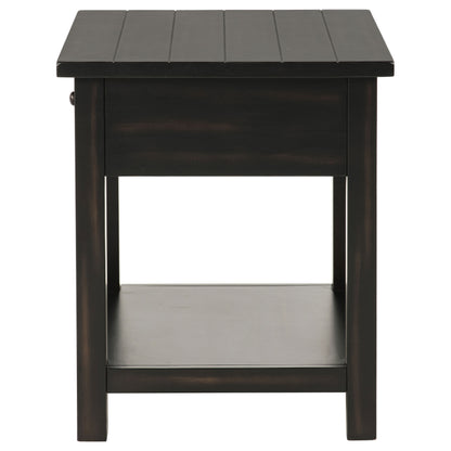 Payne 1-drawer Wood End Table with Shelf Distressed Java