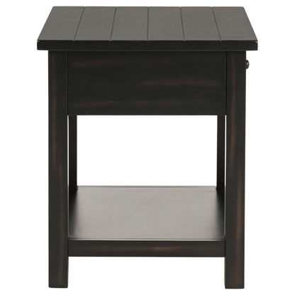 Payne 1-drawer Wood End Table with Shelf Distressed Java