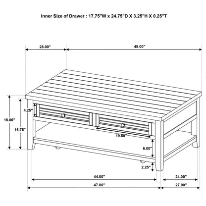 Concord 2-drawer Rectangular Coffee Table Distressed Java