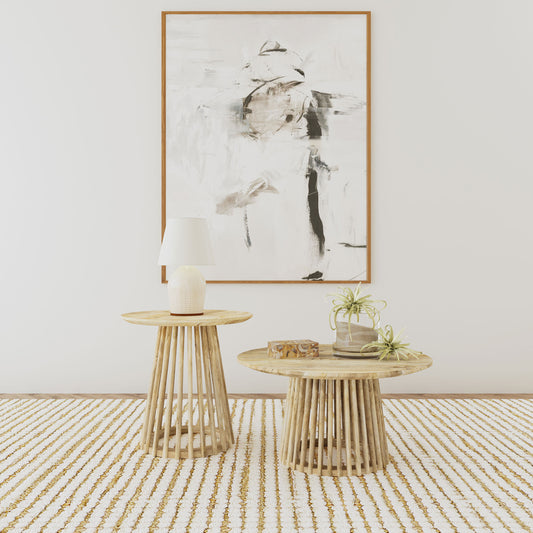 Touhy 2-piece Round Coffee and End Table Set Natural Mango - The Sleep Loft - Online Mattress Showroom NYC