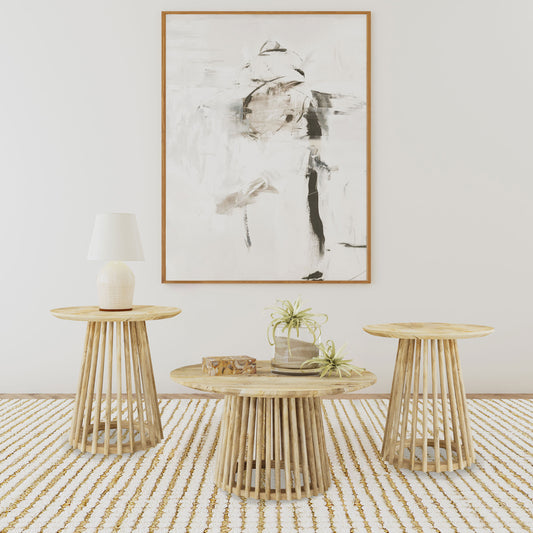 Touhy 3-piece Round Coffee and End Table Set Natural Mango - The Sleep Loft - Online Mattress Showroom NYC