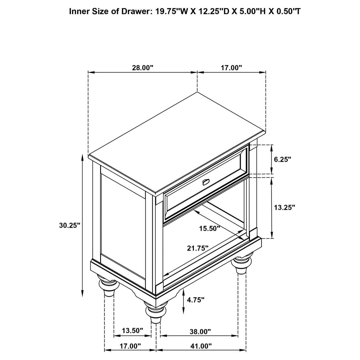 Berwick - 1 Drawer Nightstand With Open Cubby - Dark Oak - The Sleep Loft - Online Mattress Showroom NYC