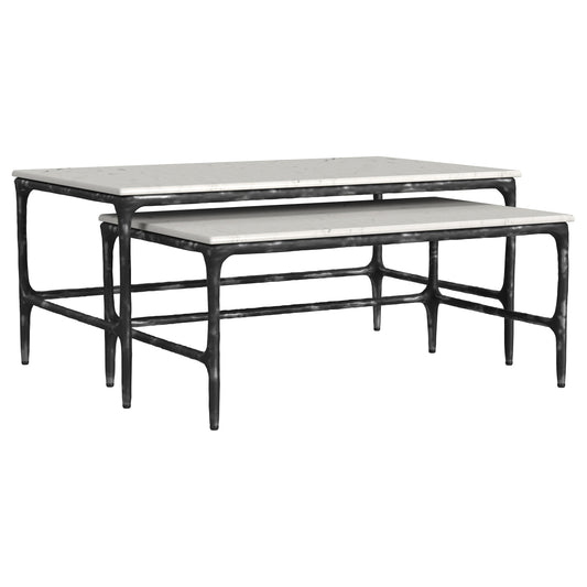Ebby 2-piece Genuine Marble Top Nesting Coffee Tables White - The Sleep Loft - Online Mattress Showroom NYC