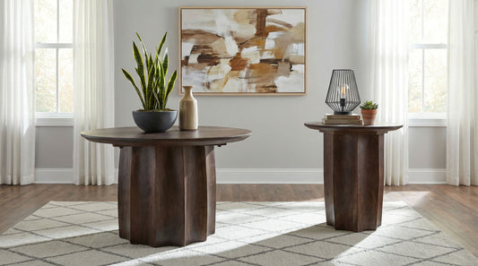 Cayenne 2-piece Solid Mango Wood Coffee Table Set Walnut - The Sleep Loft - Online Mattress Showroom NYC