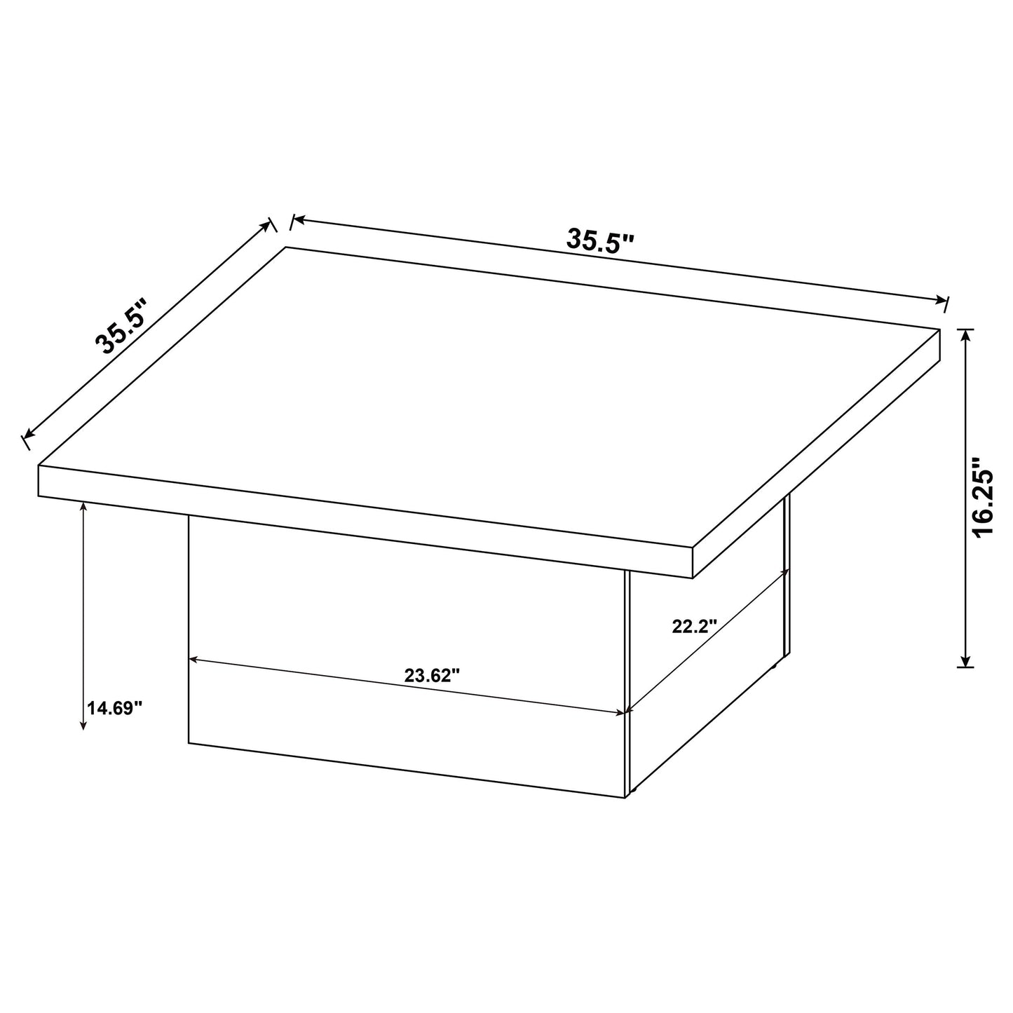 Devar Square Engineered Wood Coffee Table Distressed Pine